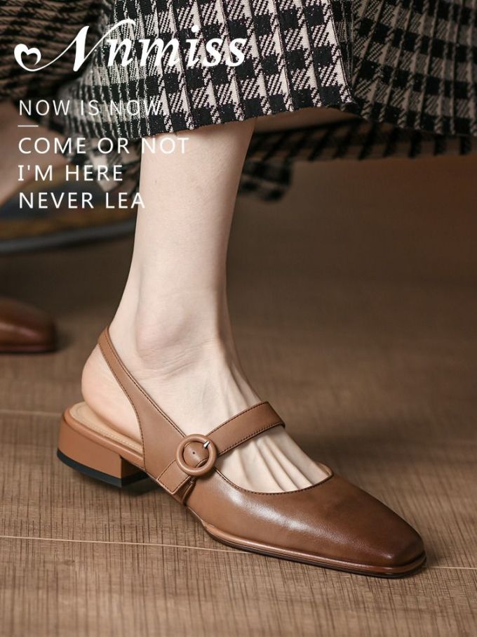 方头 袢扣 中口鞋 皮革 