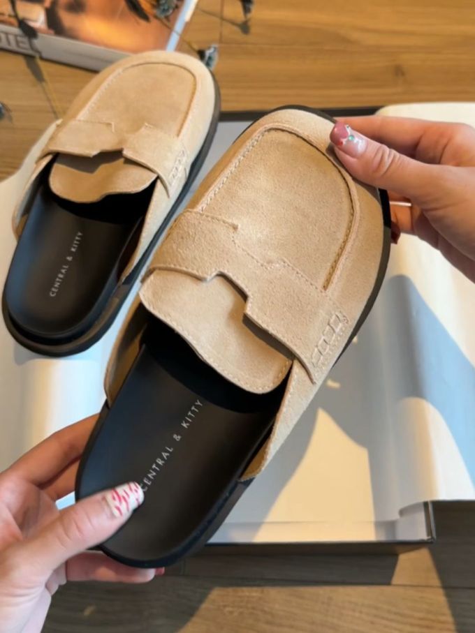 无帮 深口鞋 皮革 