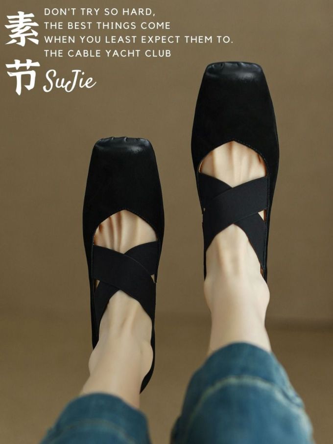 方头 松紧带 中口鞋 皮革 