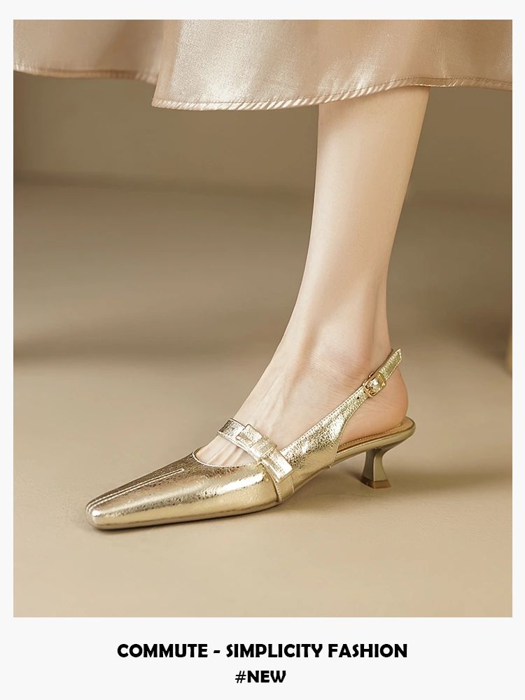 中跟 无帮 袢扣 皮革  - VALI鞋履AI设计主图