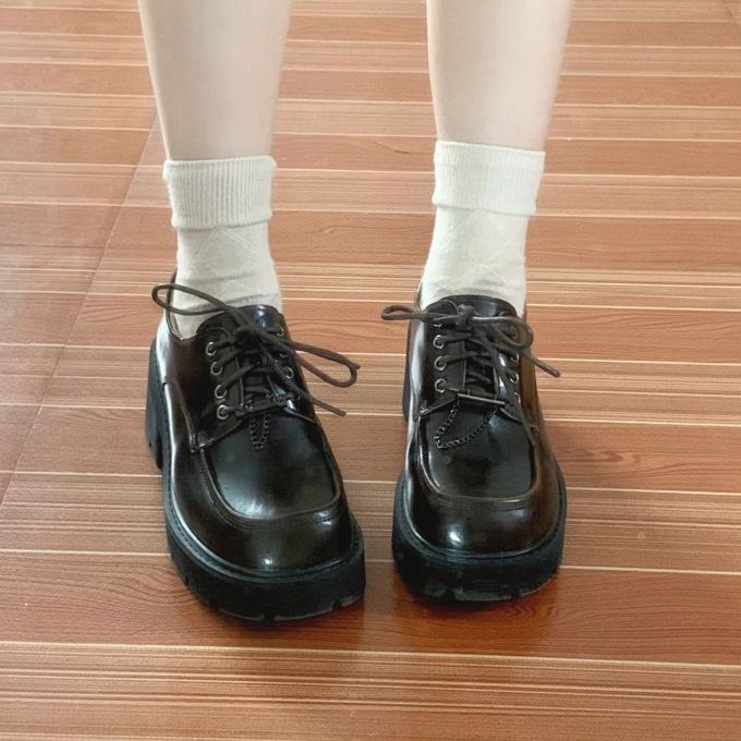 圆头 系带 皮革 