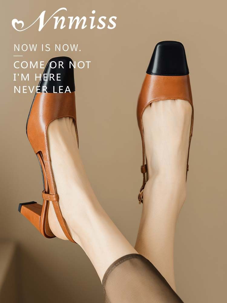 粗跟 无帮 皮革  - VALI鞋履AI设计主图