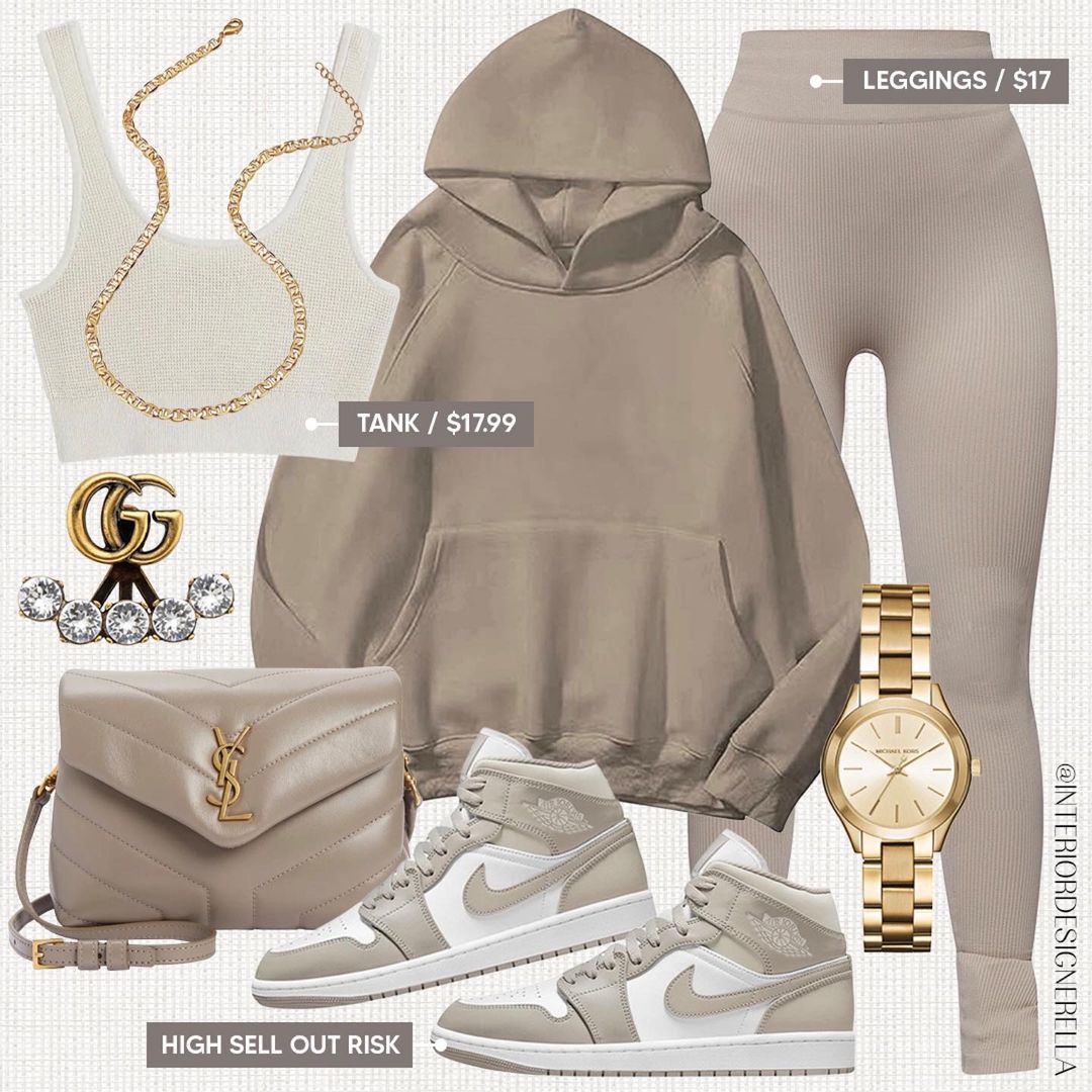 针织面料 H型 连帽领 文字图案 灰棕色 腐殖土色  - VALI鞋履AI设计主图