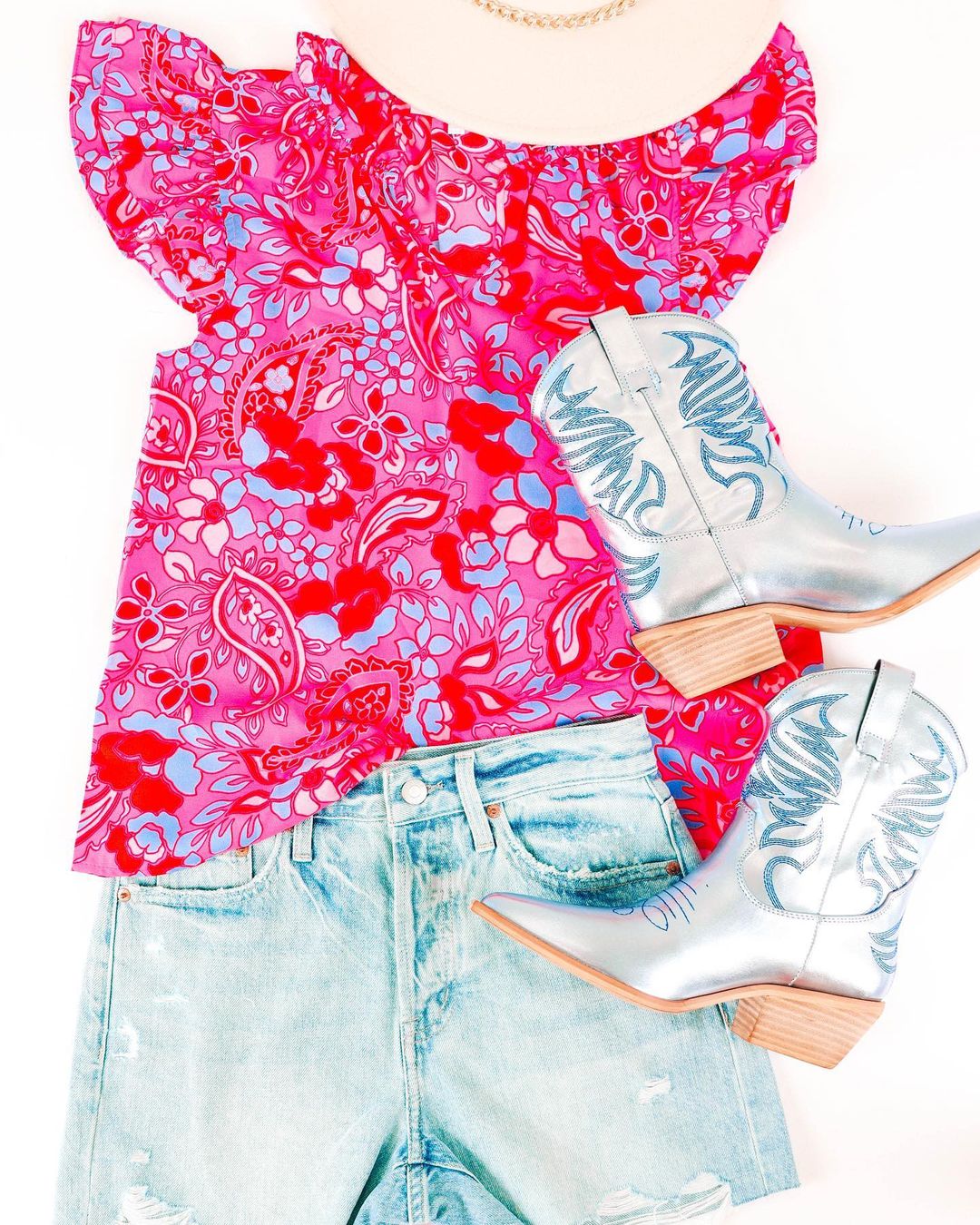 雪纺 H型 圆形领 卡通次元 印花 茜红 深亮粉色 洋红粉  - VALI鞋履AI设计主图