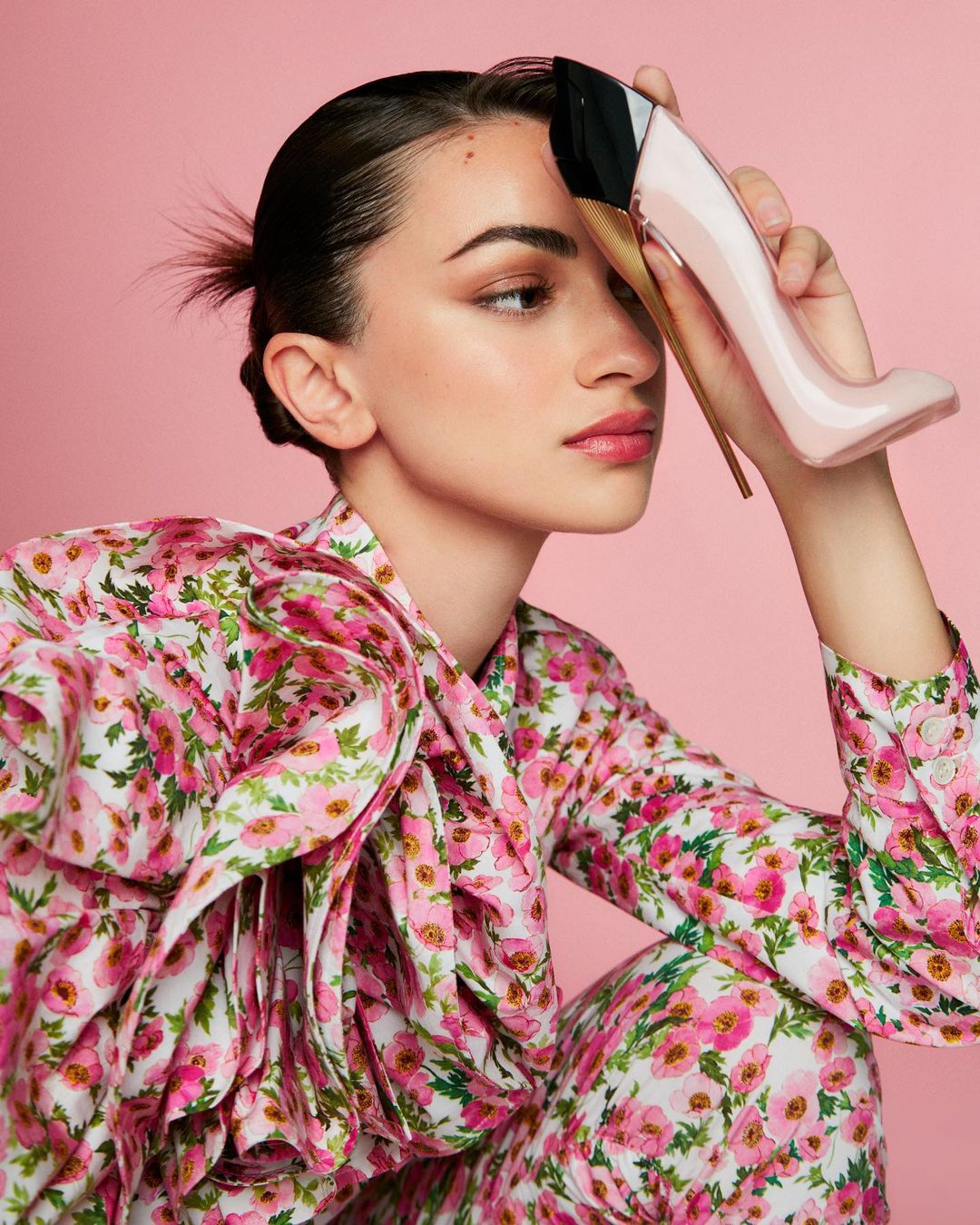 植物/花卉 碎花 印花 焦糖咖啡褐 帕莎诺瓦红  - VALI鞋履AI设计主图