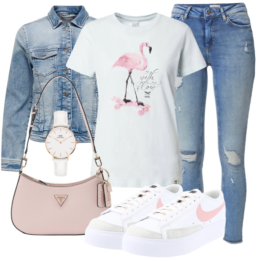 针织面料 H型 圆形领 文字图案 印花 淡蓝色  - VALI鞋履AI设计主图