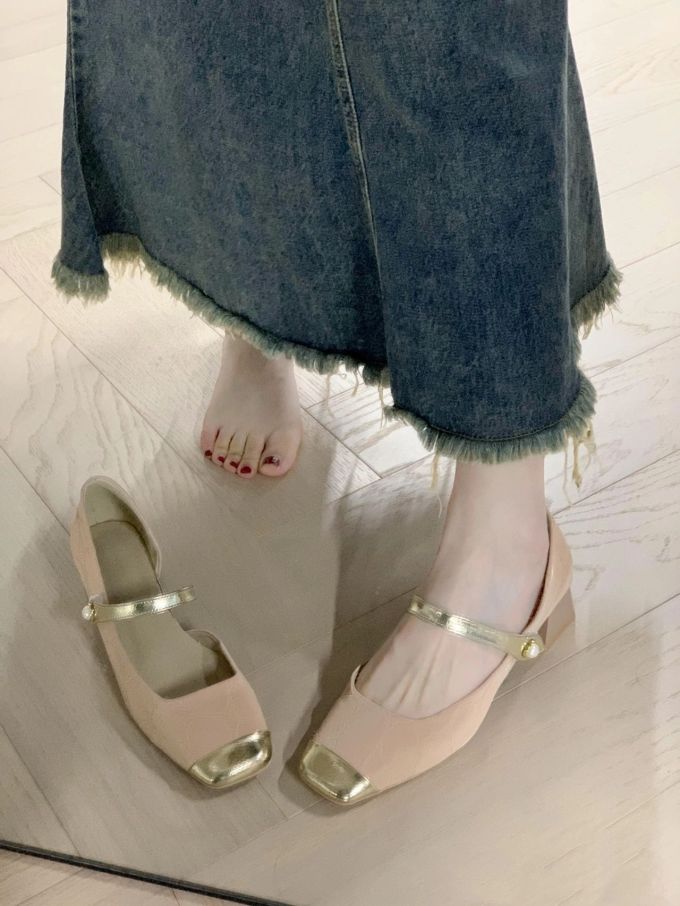 方头 浅口鞋 皮革 