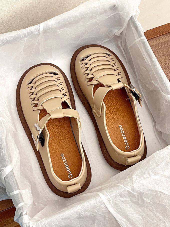 圆头 深口鞋 皮革 