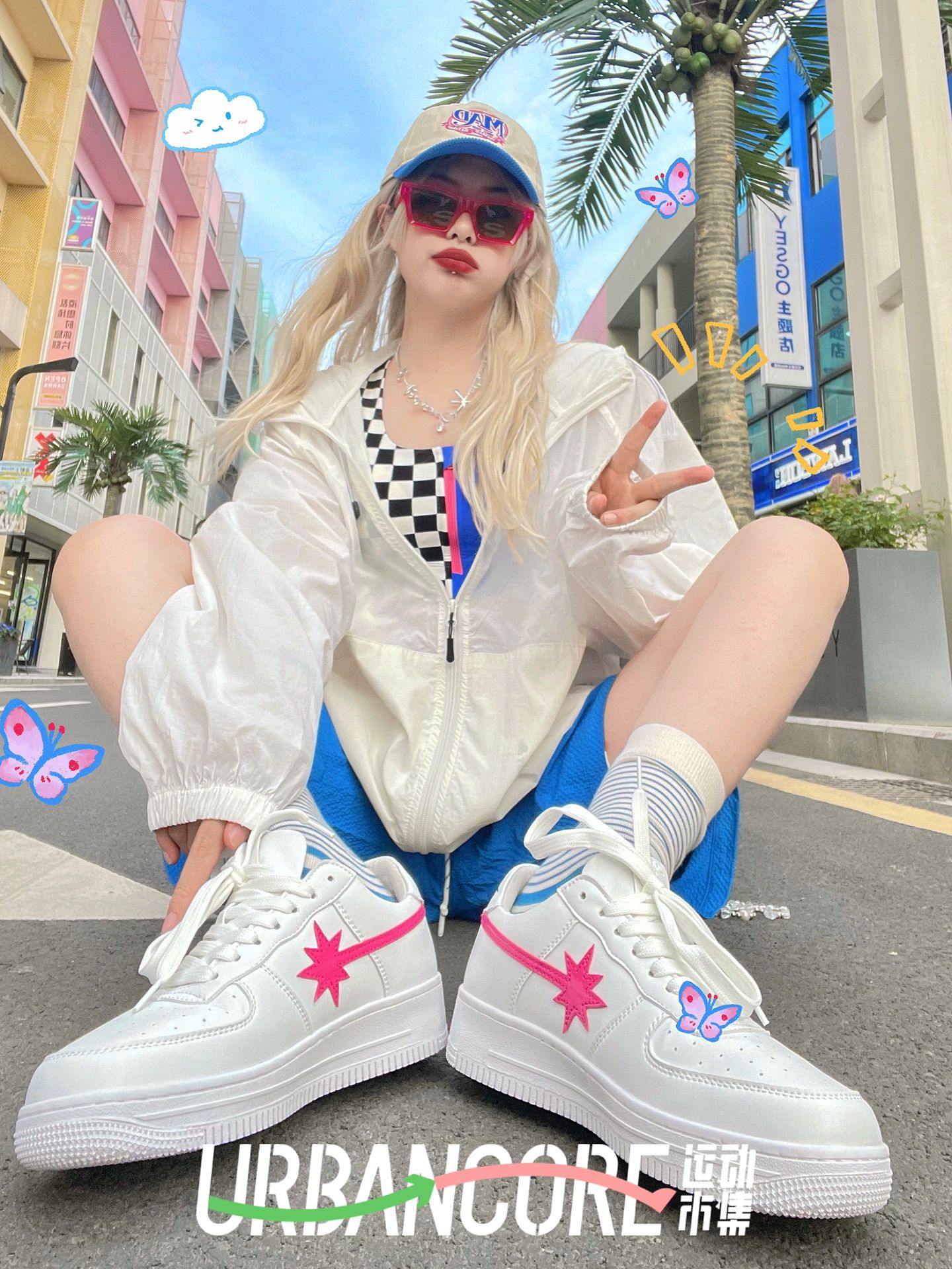 防护功能 O型 抽褶 喷流白 月光灰色 基础拉链 运动  - VALI鞋履AI设计主图