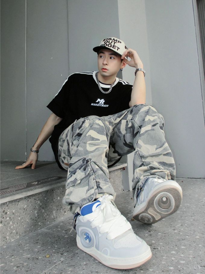 棉麻 迷彩 印花 银色 月光灰色 潮牌 