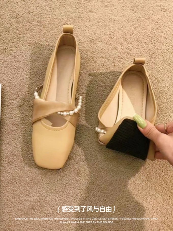 方头 中口鞋 皮革 