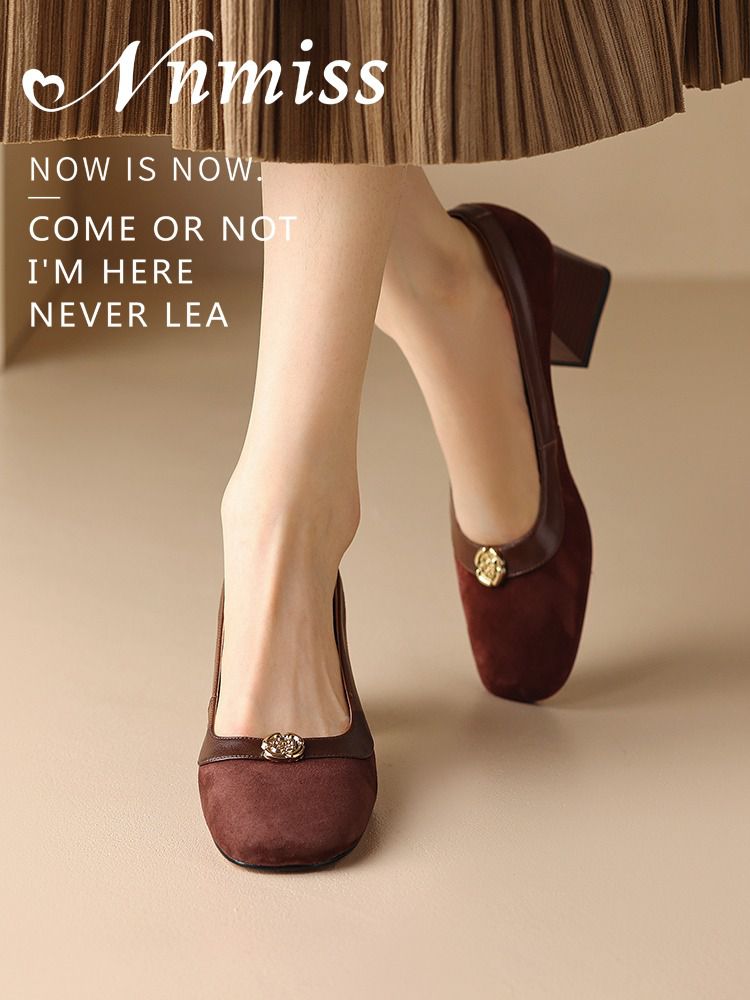 中跟 粗跟 方头 低帮 一脚蹬 浅口鞋 皮革  - VALI鞋履AI设计主图