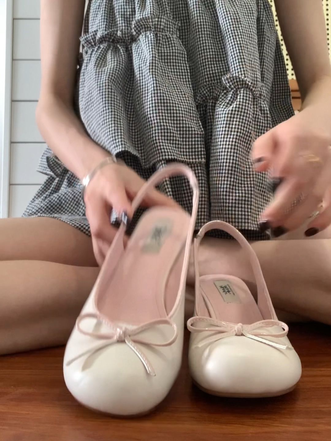 棉麻 A型 格纹/菱格 抽褶 夜幕色 塔灰色 深暗灰  - VALI鞋履AI设计主图