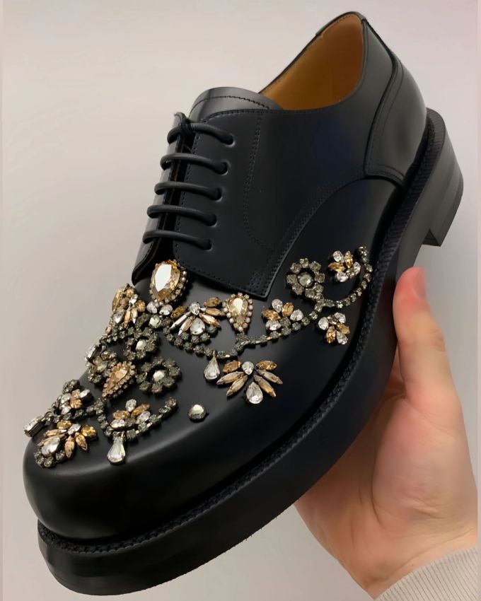 圆头 系带 皮革 