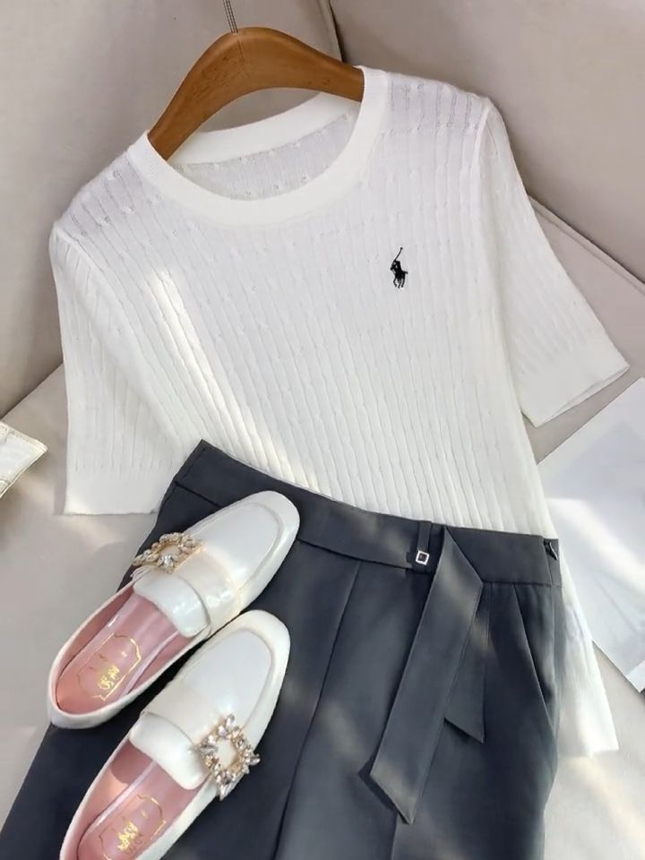 毛纺 H型 圆形领 细针 针织螺纹 云雾色  - VALI鞋履AI设计主图