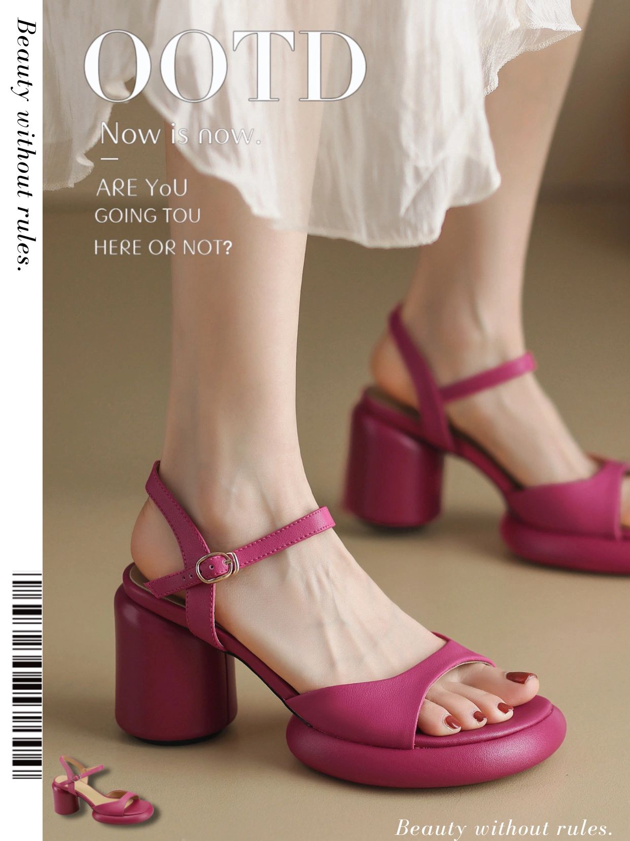 中跟 粗跟 无帮 袢扣 皮革  - VALI鞋履AI设计主图