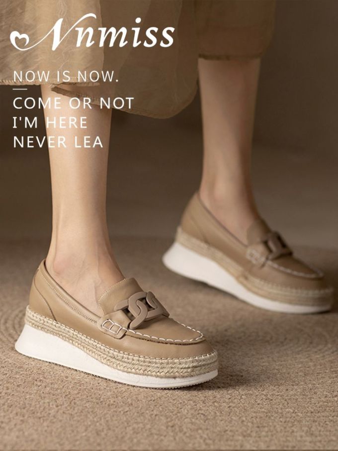 平底 圆头 低帮 一脚蹬 深口鞋 皮革 