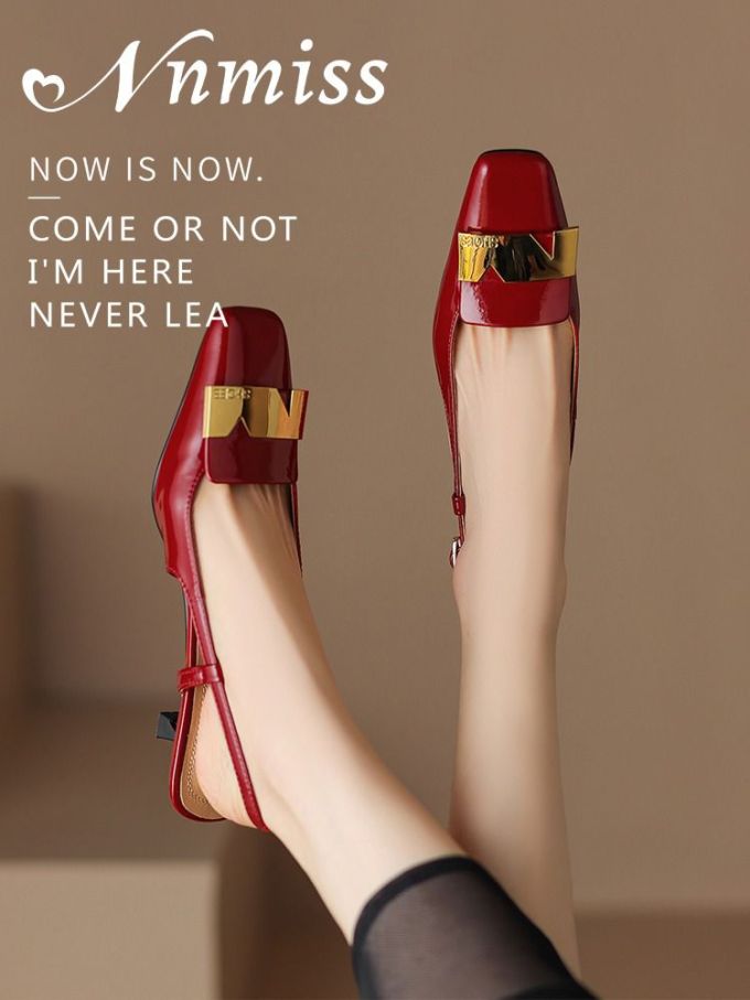 粗跟 低帮 浅口鞋 皮革 