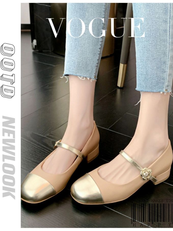 圆头 袢扣 浅口鞋 皮革 