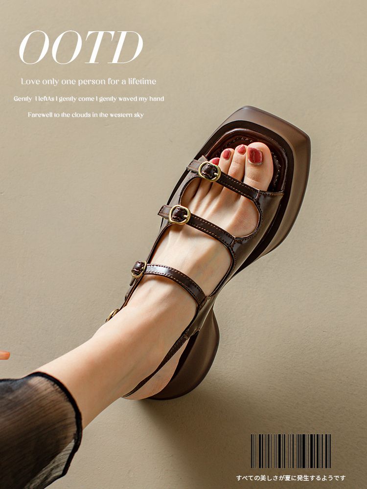 方头 低帮 袢扣 浅口鞋 皮革  - VALI鞋履AI设计主图