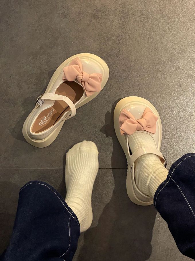 厚底 圆头 袢扣 中口鞋 皮革 