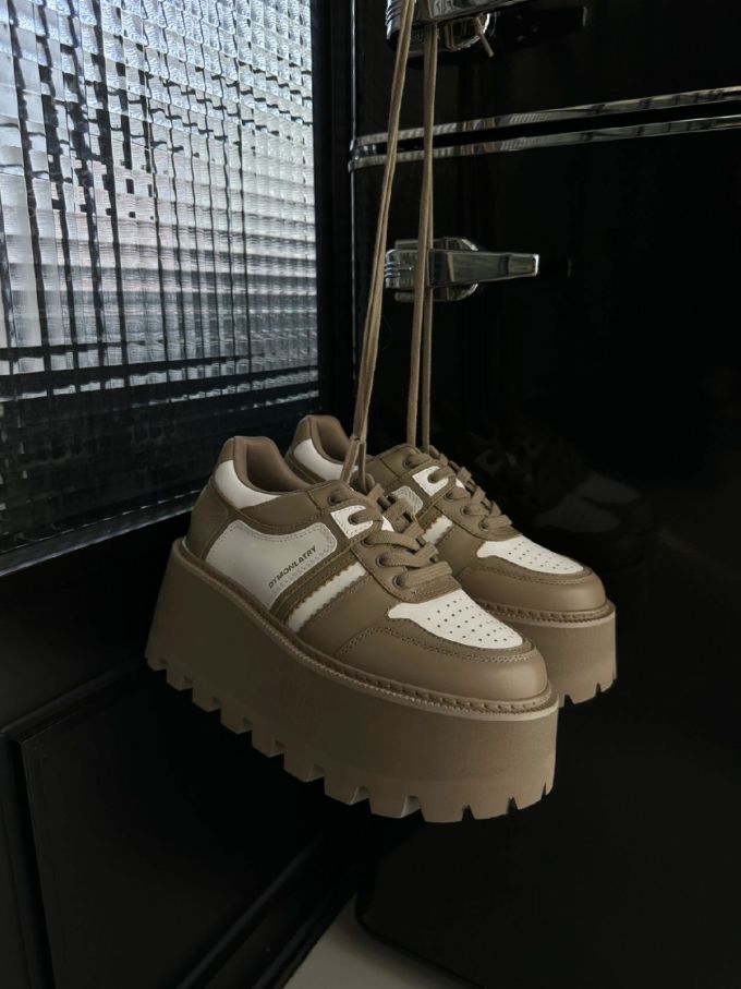 厚底 圆头 系带 皮革 