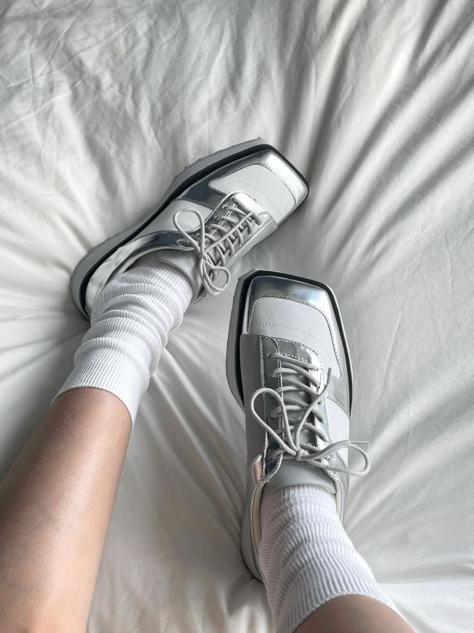 方头 系带 皮革 