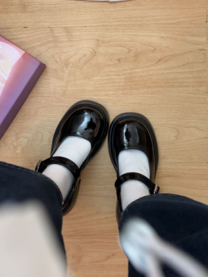 圆头 袢扣 中口鞋 皮革 