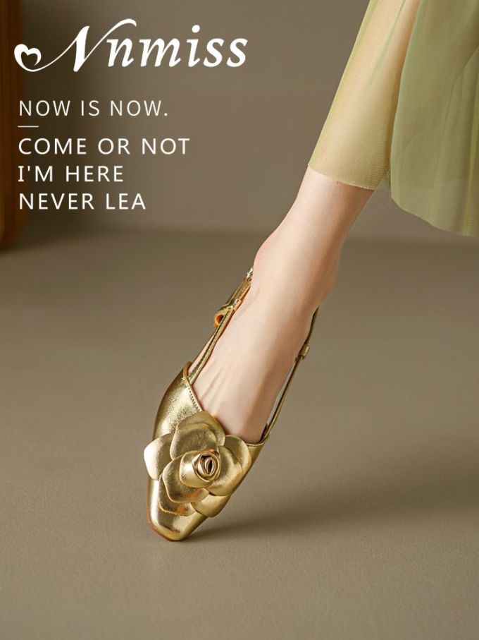 方头 低帮 浅口鞋 皮革 