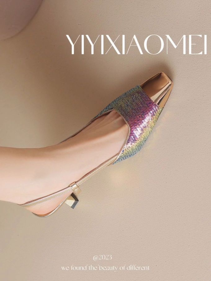 低跟 无帮 一脚蹬 