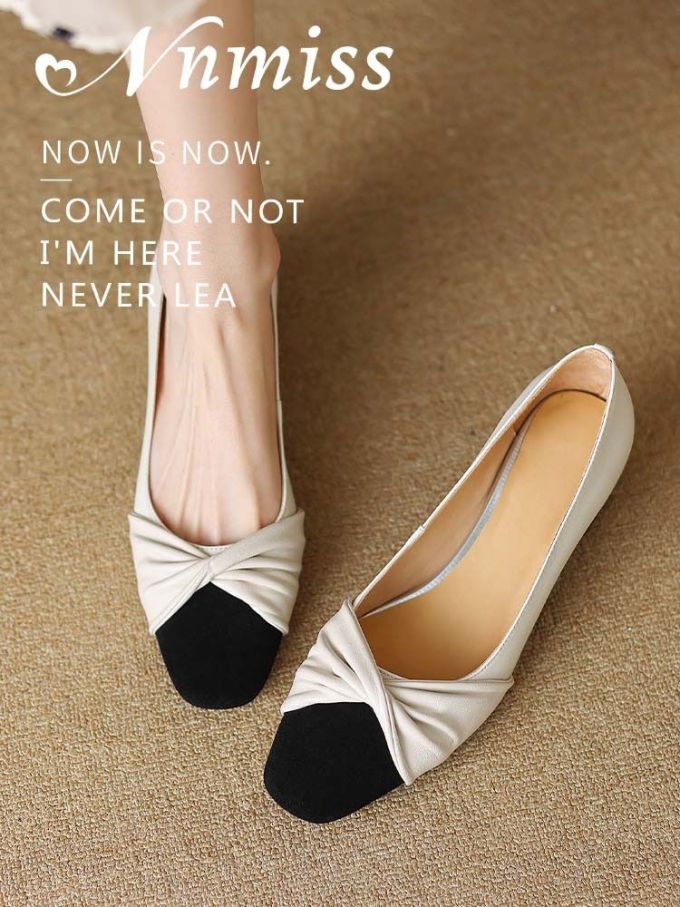 方头 低帮 浅口鞋 皮革 