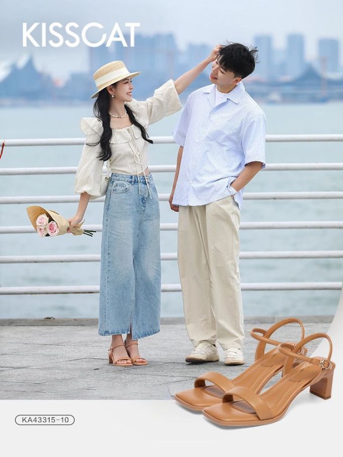 中跟 粗跟 无帮 袢扣 皮革 