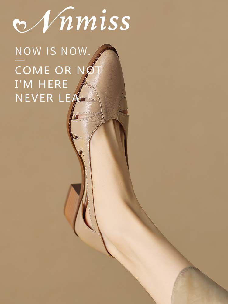 中跟 粗跟 尖头 低帮 一脚蹬 浅口鞋 皮革  - VALI鞋履AI设计主图