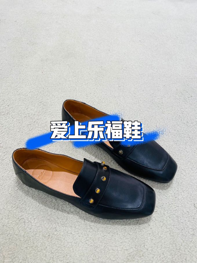 方头 低帮 一脚蹬 深口鞋 皮革 