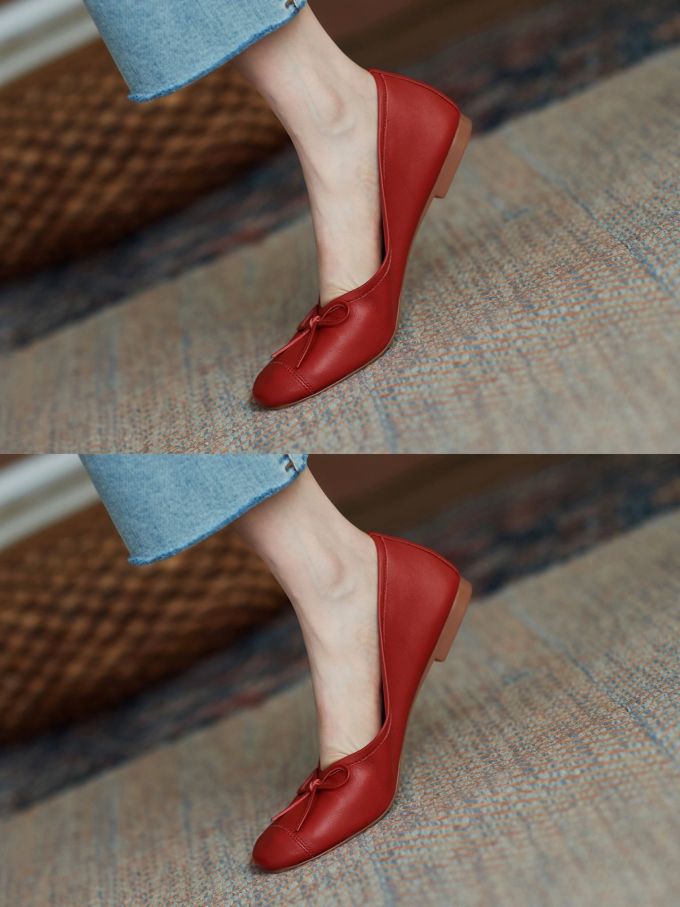 圆头 低帮 一脚蹬 浅口鞋 皮革 