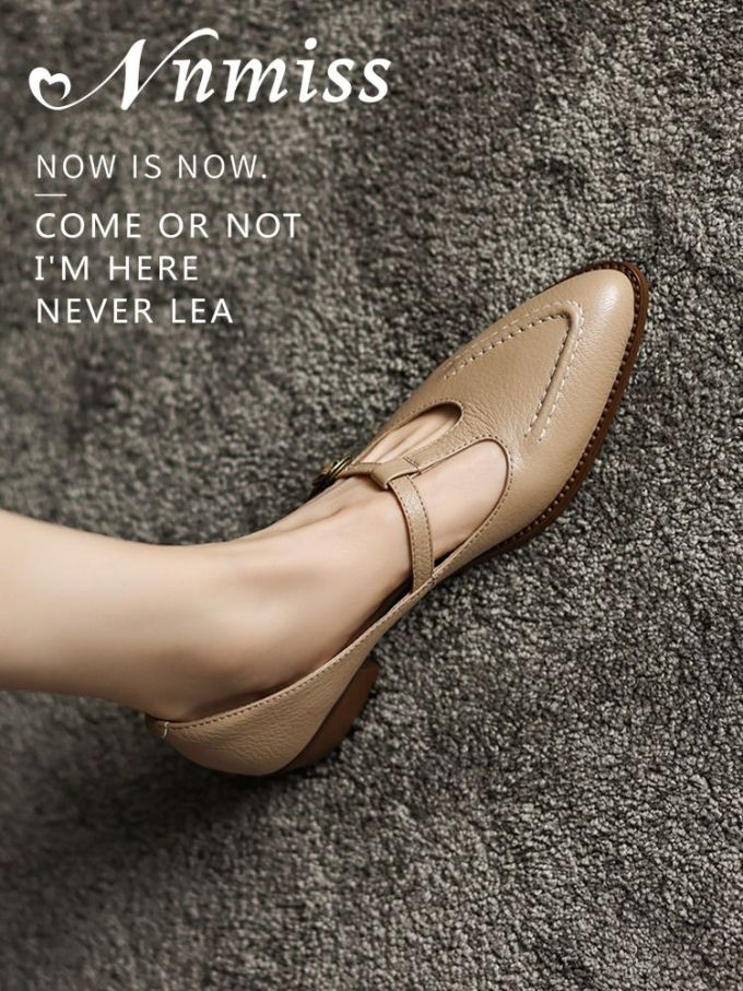 圆头 中口鞋 皮革 