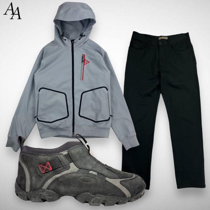 防护功能 H型 连帽领 边缘装饰 灰蓝 纪念碑灰 基础拉链 