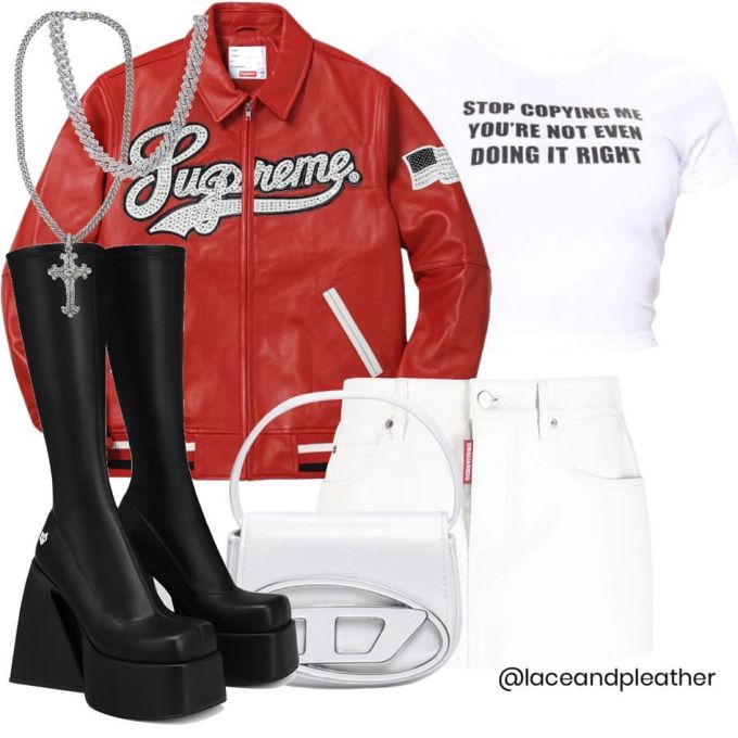 皮革面料 H型 翻领 文字图案 贴布绣 熔岩色 踢踏舞鞋色 基础拉链 