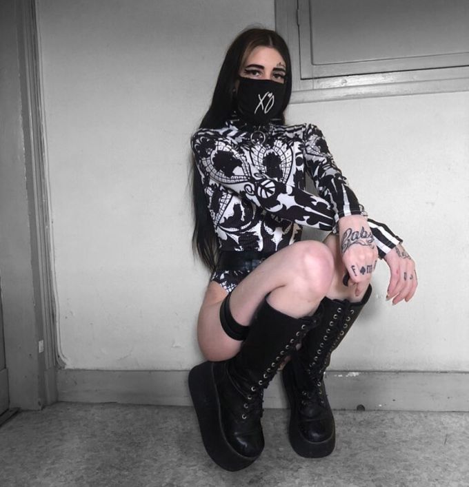 卡通次元 印花 夜空色 哥特风 