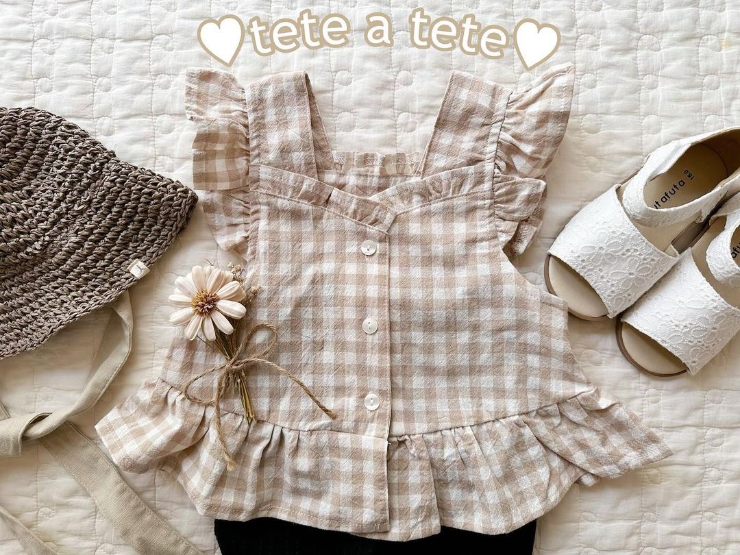 棉麻 H型 格纹/菱格 抽褶 荷叶边 城堡灰 浅羊皮纸色 基础扣饰  - VALI鞋履AI设计主图