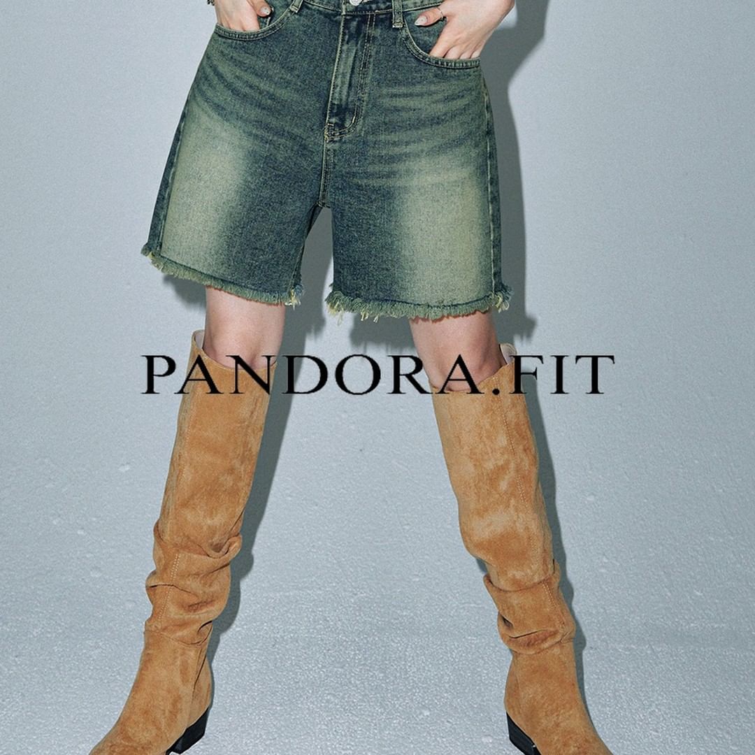 牛仔面料 洗水 毛边 暗松绿 暗海湾绿色 松林绿 基础扣饰  - VALI鞋履AI设计主图