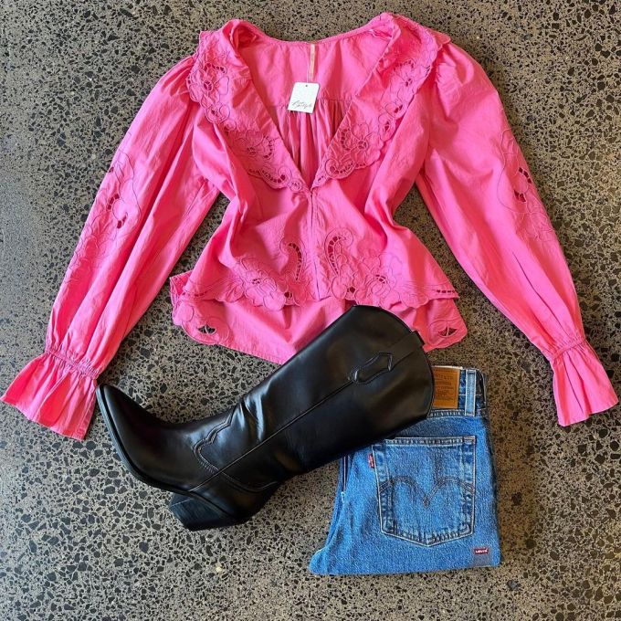 棉麻 X型 抽褶 荷叶边 洋红粉 斗牛士 品红色 性感 