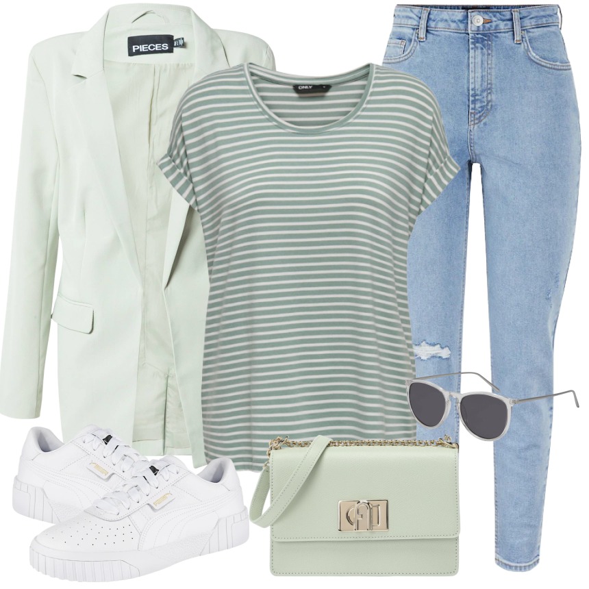 针织面料 H型 圆形领 条纹/波纹 环境绿 黎明蓝  - VALI鞋履AI设计主图