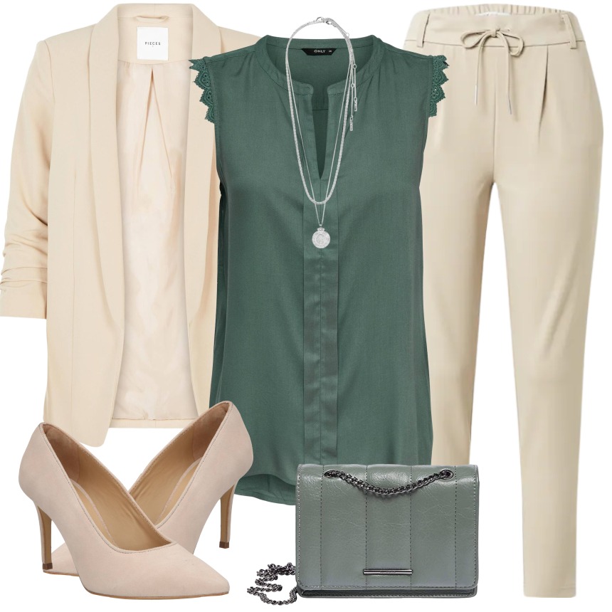 雪纺 H型 V领 暗绿色 烟松色  - VALI鞋履AI设计主图