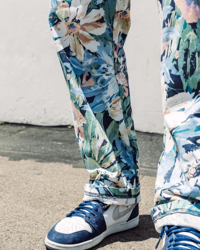 植物/花卉 印花 深蓝黑色 