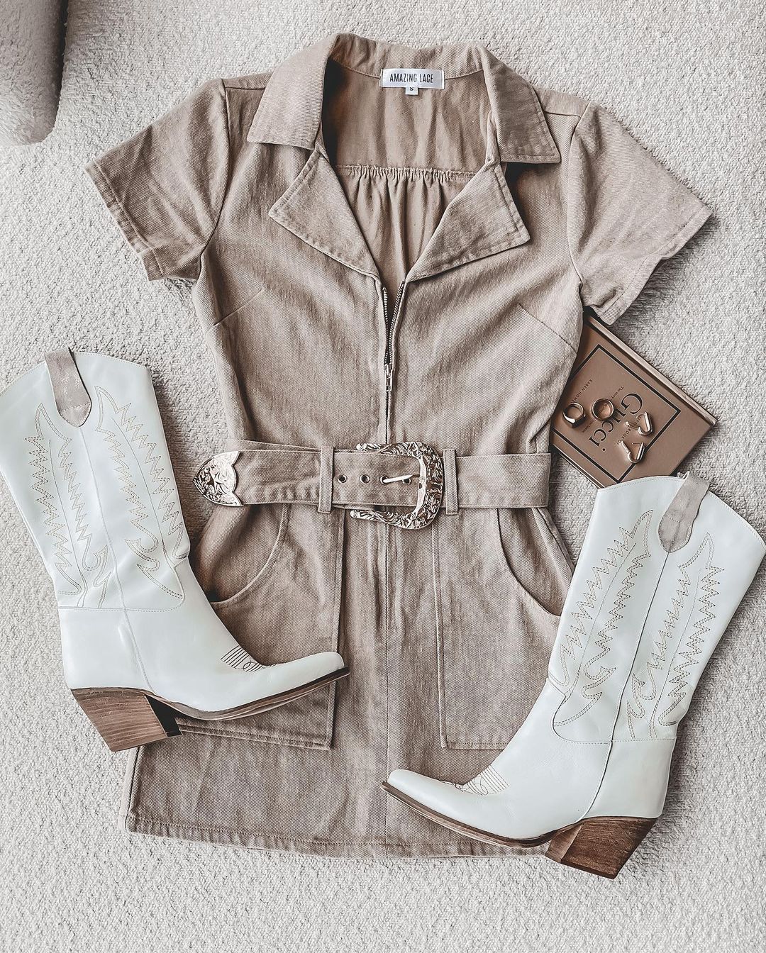 棉麻 H型 翻驳领 城堡灰 玫瑰褐粉 沙白色 蘑菇色 基础拉链  - VALI鞋履AI设计主图