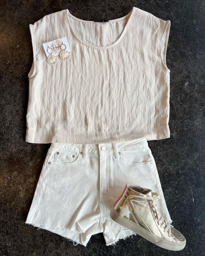 棉麻 H型 圆形领 贴布绣 沙白色 鸽羽色 