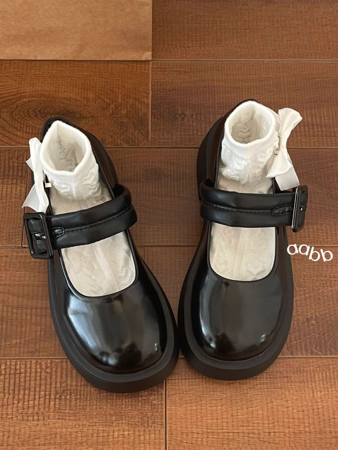 圆头 中口鞋 皮革 