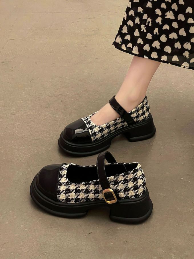 厚底 圆头 袢扣 中口鞋 