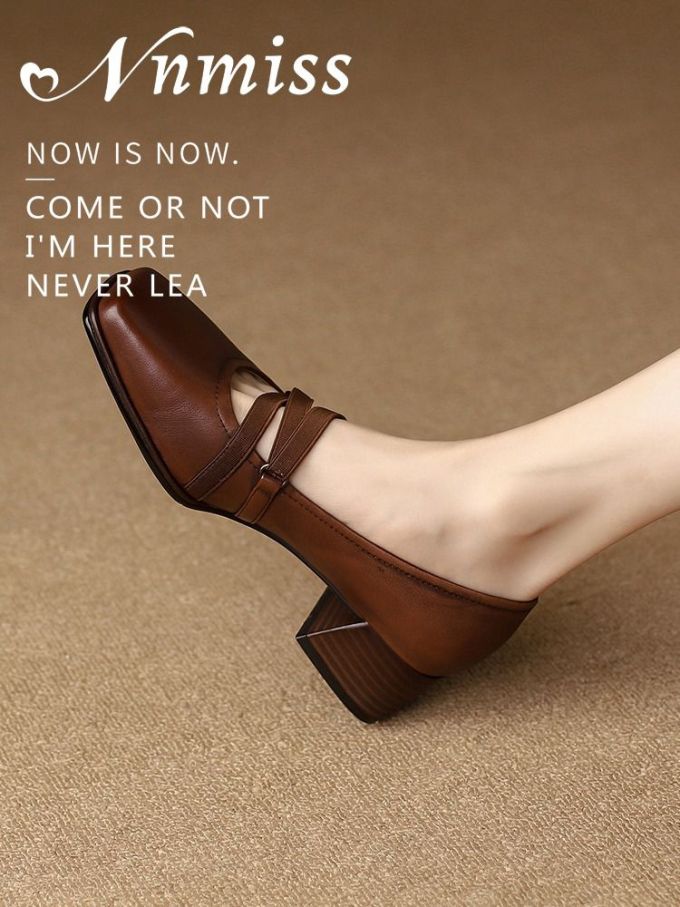 方头 中口鞋 皮革 